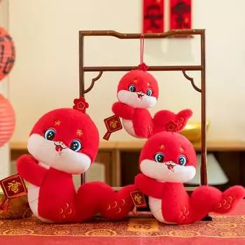 Плюшевая подвеска в виде змеи со шнурком, чучело китайского зодиака для декора автомобильной комнаты, мультяшная кукла-талисман для празднования весеннего фестиваля S