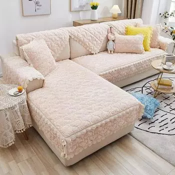 Плюшевая полосатая подушка для дивана, однотонный чехол, угловой диван, полотенце, утепленный зимний теплый чехол для дивана, пылезащитный коврик для гостиной 45x45cm pillowcase