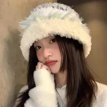 Плюшевая полосатая вязаная шапка женская осенне-зимняя новая маленькая шерстяная шапка универсальная утолщенная теплая обернутая шапка one size