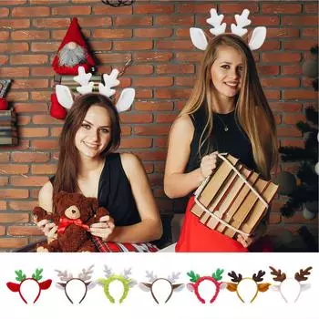 Плюшевая повязка на голову с ушками животных, очаровательный головной убор с рогами, аксессуары для костюмов для косплея на Хэллоуин красный