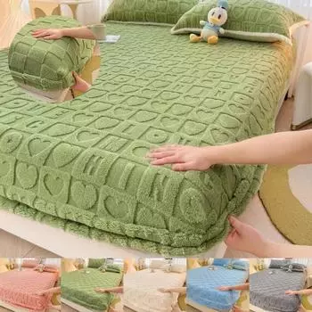 Плюшевая простыня из молочного бархата с длинным ворсом, флисовый чехол для двуспальной бархатной простыни, нескользящая простыня, утолщенный плюшевый защитный чехол для матраса 90X200cm Only A sheet