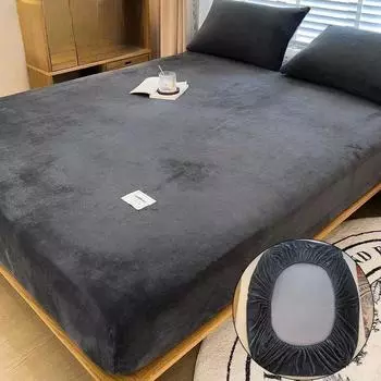 Плюшевая простыня, нескользящий чехол на кровать, молочный бархатный наматрасник, удобные покрывала, бархатная мягкая простыня (Нет наволочек) 90x200cm Only a sheet