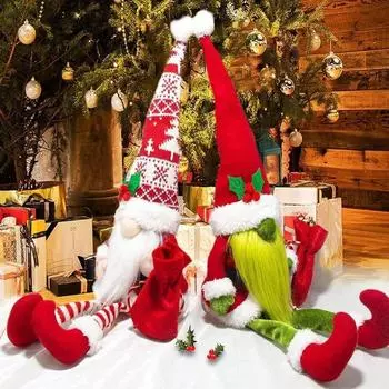 Плюшевая рождественская безликая кукла-гном, ручная работа, мультяшные гномы, украшение в виде старика, уникальная изысканная кукла-гном, игрушки, реквизит для вечеринки зелёный