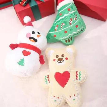 Плюшевая рождественская игрушка для питомца, мультяшный снеговик, рождественская елка, пряничный медведь, игрушки для щенков, интерактивные игрушки для питомцев, товары для питомцев