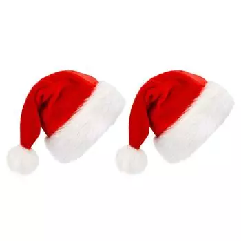 Плюшевая рождественская шапка, рождественские украшения, рождественская шапка с большим шаром для взрослых и детей One Size красный