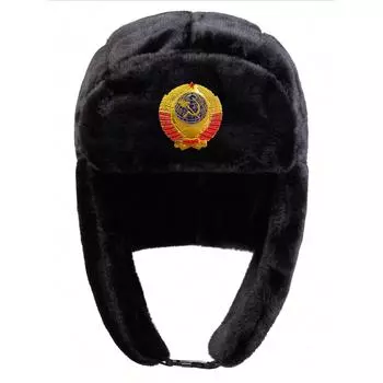 Плюшевая шапка Лэй Фэн Круглая Круглая Значок СССР Украшение Шапки-ушанки Уличная Теплая Шапка Пилота Зимние Шапки чёрный