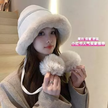 Плюшевая шапка рыбака, детская, осенне-зимняя, новая, симпатичная, утолщенная, теплая, для защиты ушей, простая, универсальная, монгольская шапка M56-58cm чёрный