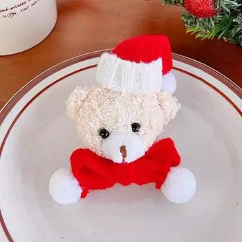 Плюшевая шапка Санты, шарф, заколки для волос в виде медведя, брошь на 2 использования, симпатичные заколки для девочек, украшения для рождественской вечеринки, аксессуары для подарков