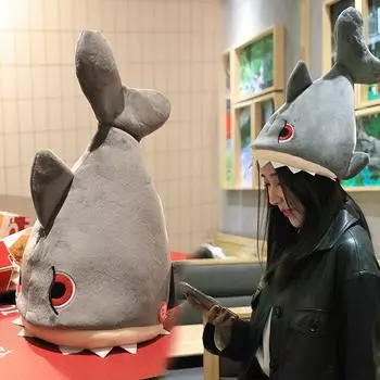 Плюшевая шапка в виде турецкой акулы с подвижными ушками, шапка с заячьими ушками, забавная милая вечерние музыкальная шапка для карнавала, Дня благодарения Shark