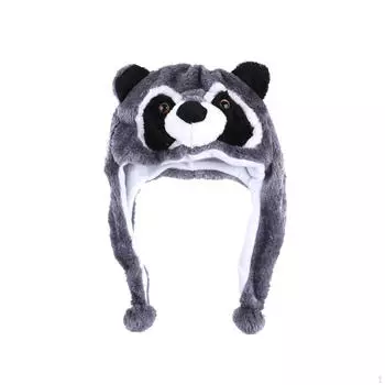 Плюшевая шапка-животное для косплея, наружных представлений на сцене, вечеринок Gray Raccoon