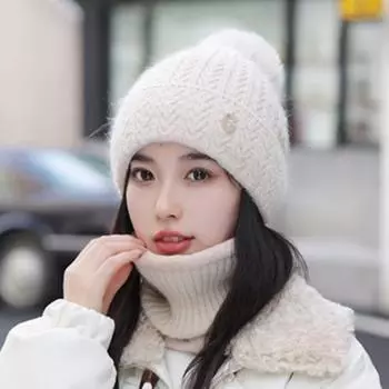 Плюшевая шапочка детская вязаная шапка осенне-зимняя шерстяная шапка утолщенная Hat + Scarf