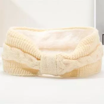 Плюшевая шерстяная повязка на голову с бантом осенне-зимняя теплая скрученная защитная повязка на голову вязаные аксессуары для волос