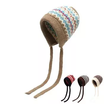 Плюшевая шерстяная шапка зимняя теплая вязаная шапка большая голова защитные уши шапка для верховой езды кофейный