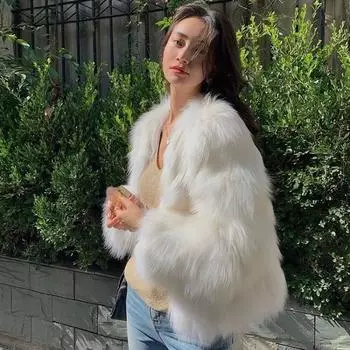 Плюшевая шуба из меха лисы, женская мать-и-мачеха, норка, плюшевая шуба из норки S
