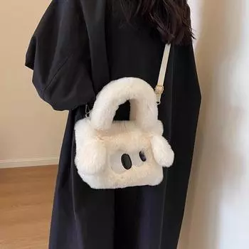 Плюшевая сумка 2023, осенне-зимняя новая стильная меховая сумка, высококачественная милая сумка, модная универсальная сумка, женская сумка one size