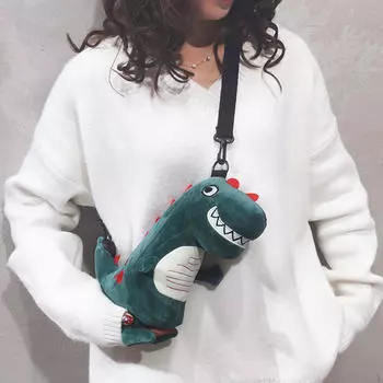 Плюшевая сумка через плечо с динозавром, повседневная детская сумка с регулируемым ремешком