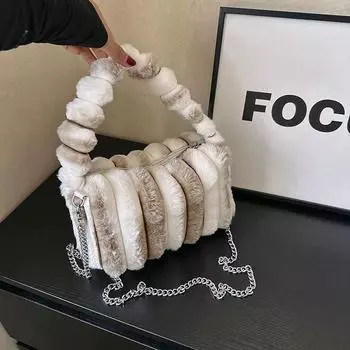 Плюшевая сумка для женщин осень-зима новая мода простая сумка Chins корейский темперамент мягкие вечерние сумки через плечо