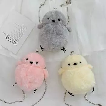 Плюшевая сумка, новая, милая, мягкая, симпатичная, сумка через плечо для девочки, плюшевая сумка-мессенджер для цыпленка, детская сумка с изображением куклы из мультфильма хаки