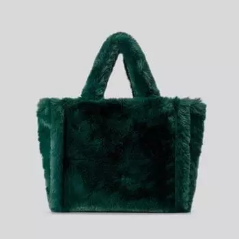 Плюшевая сумка Простая сумка через плечо Однотонная повседневная сумка-тоут темно-зеленого