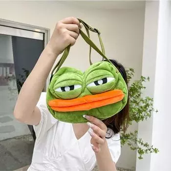 Плюшевая сумка-тоут большой емкости Sad Frog, сумка для покупок, высококачественная забавная сумка на плечо