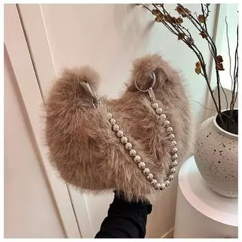 Плюшевая сумка женская большая вместимость 2024 новая осенне-зимняя повседневная сумка через плечо, плюшевая сумка для пельменей хаки