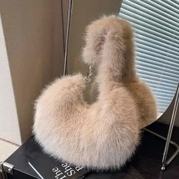 Плюшевая сумка женская модная сумка-мессенджер на одно плечо портативная сумка для волос подмышками хаки