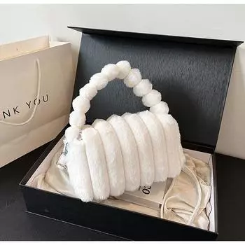 Плюшевая сумка женская осень и зима 2024 новая универсальная сумка-мессенджер модная повседневная пушистая сумка-подушка для поездок на работу