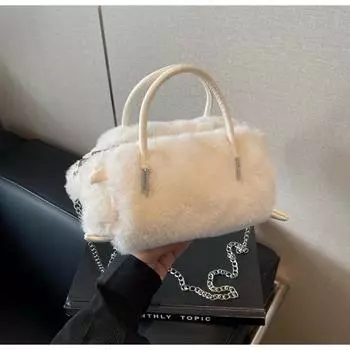 Плюшевая сумка женская осень и зима 2024 новая модная ниша мультяшная милая цепочка сумка-мессенджер кукольная сумка
