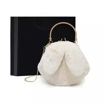 Плюшевая сумка, женская сумка на цепочке, сумка через плечо на одно плечо, сумка для мобильного телефона, чтобы отправить подруге, длина 28 см, ширина 10 см, высота 17 см белый