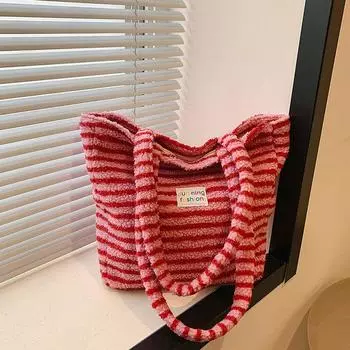 Плюшевая сумка женская зимняя новинка 2024 года, модная сумка через плечо, простая школьная сумка для школьников