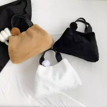 Плюшевая сумочка для женщин на осень, новая милая сумка через плечо в корейском стиле, модная и плюшевая