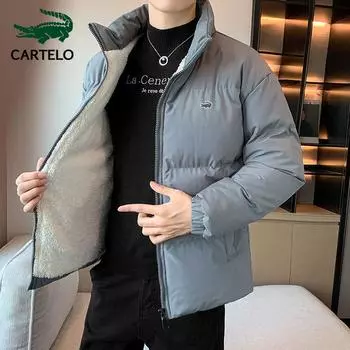 Плюшевая теплая мужская куртка с вышивкой, зимняя мужская новая стильная толстая бархатная овечья куртка свободного покроя и универсальная хлопковая куртка L