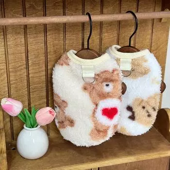 Плюшевая теплая одежда для собак, плюшевый мишка, померанский шпиц VIP, зимний жилет, одежда для собак маленьких собак, куртка S