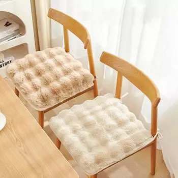 Плюшевая теплая подушка с кроликом, зимняя подушка для стула, офисная обеденная подушка для стула, подушка для стула, бытовая подушка 40*40cm светло-серый