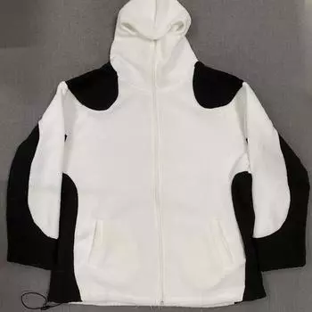 Плюшевая толстовка с капюшоном на молнии в европейском и американском стиле с цветными блоками M