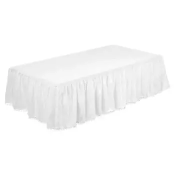 Плюшевая юбка для кроватки с рюшами и шариками, регулируемое эластичное постельное белье для малышей, юбка для кроватки с рюшами, покрывало на кровать для маленьких мальчиков и девочек белый