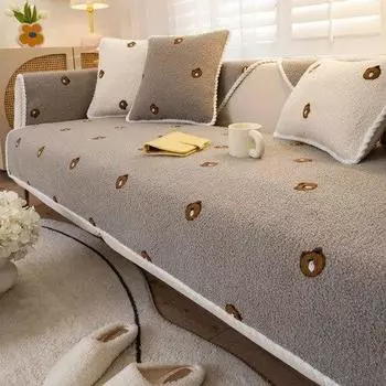 Плюшевая универсальная подушка для сиденья «все включено», зимний плюшевый чехол для дивана, тканевое полотенце, противоскользящее и минималистичный кожаный чехол для дивана 70x70cm