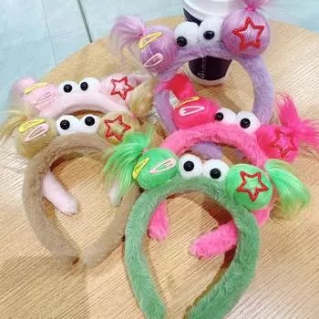 Плюшевая уродливая кукла, повязка для волос, женская креативная забавная повязка на голову, милый обруч для мытья лица, зимние аксессуары для волос фиолетовый