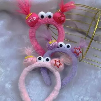 Плюшевая уродливая кукла, повязка для волос, женская креативная забавная повязка на голову, милый обруч для мытья лица, зимние аксессуары для волос фиолетовый