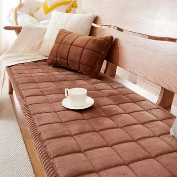 Плюшевая утолщенная нескользящая диванная подушка в клетку на осень и зиму, теплая и простая ткань для гостиной, дивана из массива дерева 60*160cm