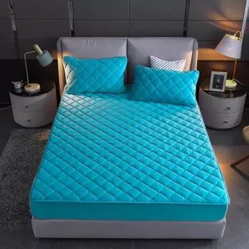 Плюшевая утолщенная стеганая простыня, теплый мягкий наматрасник, одинарная двойная простыня размера Queen с эластичной лентой, простыня Pillowcases48x74cmx2
