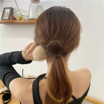 Плюшевая веревка с шаровой головкой, аксессуары для волос из норковых шариков, модные кольца для волос для девочек, высокоэластичные резинки, большая плюшевая веревка для волос с шариками