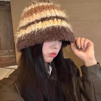 Плюшевая вязаная шапка женская осенне-зимняя новая вязаная шапка Meilad Wind теплая защитная шапка для ушей рыболовная шапка 56-58CM