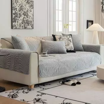 Плюшевая вышитая диванная подушка, осенне-зимний новый чехол для диванной подушки, утолщенная теплая современная простая нескользящая диванная подушка 70*70cm