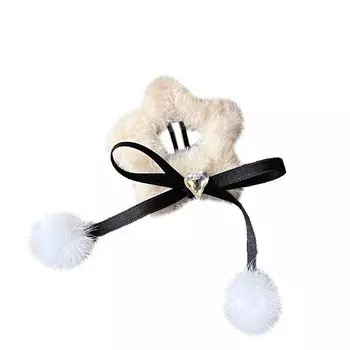 Плюшевая заколка для волос с бантом и звездой, заколка в форме сердца, модная заколка для волос с бантом, дорожная заколка