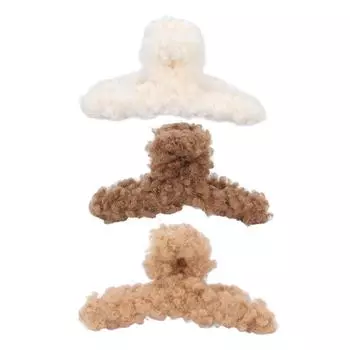 Плюшевая заколка для волос с когтями, модная элегантная заколка для волос с сильной фиксацией, аксессуары для укладки волос для женщин и девочек Beige