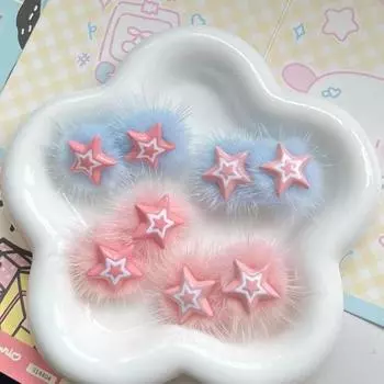Плюшевая заколка для волос со звездой и орнаментом, милые пушистые заколки в минималистском стиле, плюшевые заколки BB для волос на каждый день B