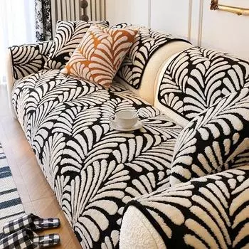 Плюшевая жаккардовая подушка для дивана, утолщенная, теплая, плюшевая, чехлы для дивана для гостиной, нескользящая, универсальная, защитная накладка для дивана, полотенце для домашнего декора A 70x70