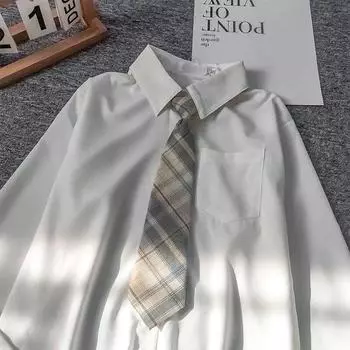 Плюшевая женская рубашка в консервативном стиле, белая женская блузка, корейская версия, свободные топы с длинными рукавами на весну и осень S