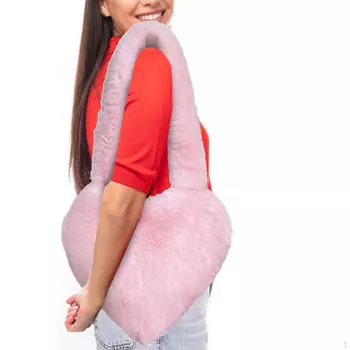 Плюшевая женская сумка для ежедневных путешествий на сцену для выступлений на осень и зиму Pink Short Handbag